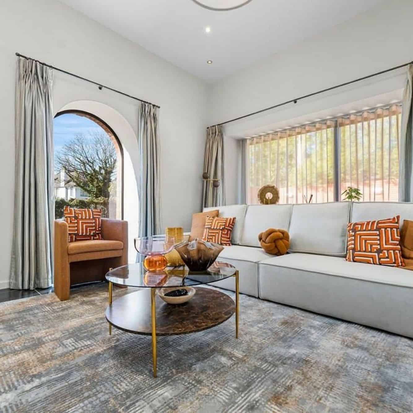 Neat living room with sofa and coffee table