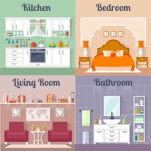 Cleaner working in a home during full house cleaning